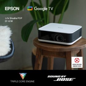 ★ライブ配信★スポーツ観戦に★【2025年秋新製品！】エプソン 家庭用プロジェクター EF-61W/G Full HD 700lm 家庭用 小型 ホームシアター 推し活 映画 スポーツ観戦 Netflix、YouTube™ 、Apple TV、Amazon Prime Video、Disney+など、動画配信に対応