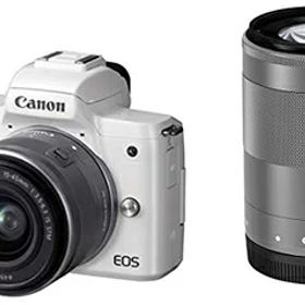 【中古】 Canon ミラーレス一眼カメラ EOS Kiss M ダブルズームキット ホワイト EOSKISSMWH-WZK