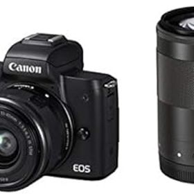 【中古】Canon ミラーレス一眼カメラ EOS Kiss M ダブルズームキット ブラック EOSKISSMBK-WZK
