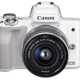 【中古】【39shop】Canon★ミラーレス一眼カメラ EOS Kiss M 標準ズームキット ホワイト EOSKISSMWH-1545ISSTMLK(非常に良い)