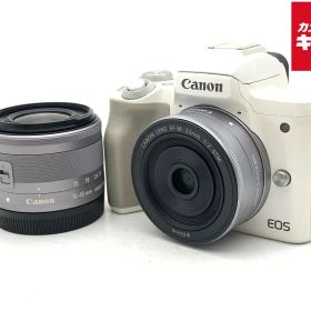 【中古】 【並品】 キヤノン EOS Kiss M ダブルレンズキット ホワイト 【ミラーレス一眼】 【6ヶ月保証】