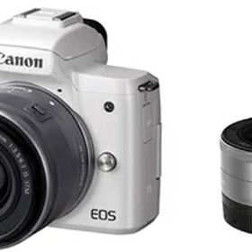 【中古】 Canon ミラーレス一眼カメラ EOS Kiss M ダブルレンズキット ホワイト EOSKISSMWH-WLK