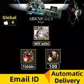 アークナイツ ⚡Global iOS/Android⚡[6⭐ Wiš'adel Lv1][75000+ Orundum][100+ Originiums][Automatic Delivery]