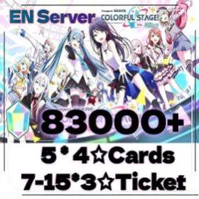 プロジェクトセカイカラフルステージ！ 💜Global 💜83000 Gems💜5x 4★ Cards💜7-15x3★ Ticket💜