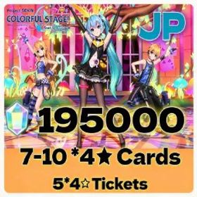 プロジェクトセカイカラフルステージ！ 💜Japan 💜195,000–200,000 Gems💜 7–10 4★ Cards💜5x ★4 Tickets💜