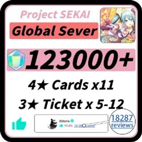 プロジェクトセカイカラフルステージ！ Global | 123000+ Crystals✅ |11+ 4★ Cards✅ |3★ Ticket x 5-12✅