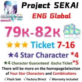 プロジェクトセカイカラフルステージ！ 79,000 Crystals | 4x[4 Star Character] | ★3Ticket*7-16 | [★4 Character Guaranteed Gacha Ticket] x5