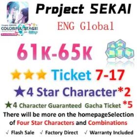 プロジェクトセカイカラフルステージ！ 61,000 Crystals | 2x[4 Star Character] | ★3Ticket*7-17 | [★4 Character Guaranteed Gacha Ticket] x5