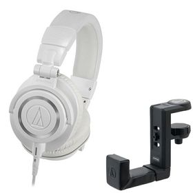 【在庫在り 即納可能】 audio-technica オーディオテクニカ ATH-M50X WH 白 モニターヘッドホン + AT-HPH300 ヘッドホンハンガー《送料