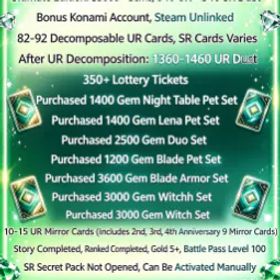 遊戯王マスターデュエル ⚡Ranked draft pick Platinum below V⚡[33000+ Gems][1360UR Dust--82+ UR(Can Dismantle)][540SR Dust][30+UR--Cannot Dismantle][10+ Royal Finish UR-2,3rd,4th*9]