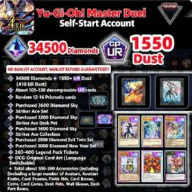 遊戯王マスターデュエル [Global]34500 Gems + 1550 UR Dust + Sky Striker & Evil Twin Set