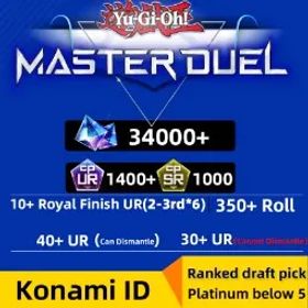 遊戯王マスターデュエル ⚡Ranked draft pick Platinum below V⚡[34000+ Gems][1400UR Dust+1000SR Dust][40+ UR(Can Dismantle)][30+UR--Cannot Dismantle][10+ Royal Finish UR-2,3rd,4th*9]