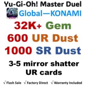 遊戯王マスターデュエル MD |32K Diamonds💎 | 600 UR Dust | 1000 SR Dust | 3-5 mirror shatter UR cards