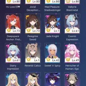 崩壊3rd new elysia 4/4!!! Songuie + skin 4/4, Senadina, Li Sushang, Hor S1, Rosalia + skin, Telema 4/4, level 82