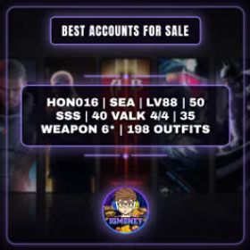 崩壊3rd HON016 | SEA | LV88 | 50 SSS | 40 VALK 4/4 | 35 WEAPON 6* | 198 OUTFITS
