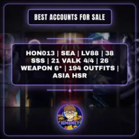 崩壊3rd HON013 | SEA | LV88 | 38 SSS | 21 VALK 4/4 | 26 WEAPON 6* | 194 OUTFITS | ASIA HSR