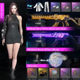 ピーユービージー バトルグラウンズ 👩🎤 Giselle – Girl Group Character 🐍 Medusa – Beryl M762 (Black & Gold Variant) 🍳 Siren Pan 🐍 Medusa – Kar98k 🐒 Sun Wukong – AKM