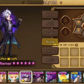 サマナーズウォー 🌍 Europe 2LD5 Starter 🔥 Teshar + Dark Werner + Vancliffe
