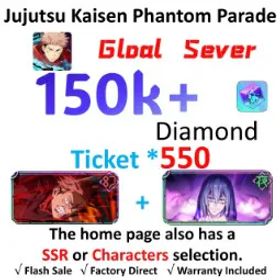 呪術廻戦ファントムパレード [Global-TW] | Yuji Itadori (Max Curse Output) + Mahito (Inspiration) | 💎150K+ Cubes | 550+ Tickets | 10-21 SSR Units ⭐ | Story Completed