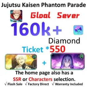 呪術廻戦ファントムパレード [Global-TW] | Awakened Gojo Satoru + Mahito (Inspiration) | 💎160K+ Cubes | 550+ Tickets | 10-20 SSR Units ⭐ | Story Completed
