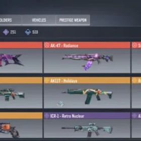 コールオブデューティモバイル 3 Mythic Guns (Kilo141|AK-47|Switchblad) 🔥4 Legend Guns 🔥251 Epic Guns 🔥139 Skins 🔥Dance : 53🔥Diamond gun : 7🔥Instant Delivery🔥UID on description 🔥#2552