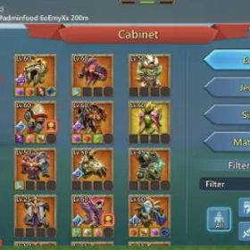 ロードモバイル 2.6 bil might/ 63 mil troops/ Mythic gear/ champ gear pieces/ +10 bil each rss in bag /mana1, close to mana2