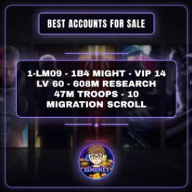 ロードモバイル 1-LM09 - 1B4 MIGHT - VIP 14 LV 60 - 608M RESEARCH 47M TROOPS - 10 MIGRATION SCROLL