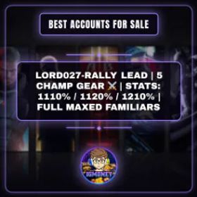 ロードモバイル LORD027-RALLY LEAD | 5 CHAMP GEAR ⚔️ | STATS: 1110% / 1120% / 1210% | FULL MAXED FAMILIARS