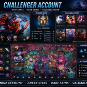 リーグオブレジェンドワイルドリフト League of Legends: Wild Rift Challenger Account | 60.2% Win Rate | 191 Games | 76 MVP | 39K+ Blue Motes | 10 Skins