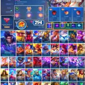 モバイルレジェンド 🔥 #3554 🔥 294 Skins 💎 Naruto Vale Gaara 👑 Legend Alucard & Lesley ⚔️ 3 Collectors ⭐ Angela V.E.N.O.M. Vespid 🌟 HxH Hisoka 🎯 Mistbender Aldous ✅