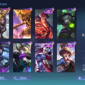 モバイルレジェンド HERO 133 EMBLEM MAX + COLLECTOR NATALIA + SUN LUNAR FEST + 15 EPIC HARLEY KAGURA KIMMY DYORTH MASHA LANCELOT VALIR SABER KAGURA