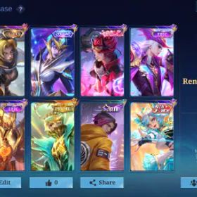 モバイルレジェンド 216 SKINS HERO EMBLEM MAX + PRIME GRANGER + ZODIAC IRITHEL + STAR LING + 24 EPIC LEOMORD TERIZLA CLINT KHALEED LING URANUS +P.ACE ZHUXIN