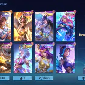 モバイルレジェンド 262 SKINS + HERO 108 EMBLEM MAX 5 + LUCKYBOX FREYA MARTIS ODETTE + ANNUAL KAGURA ANGELA + ZODIAC ODETTE LUNOX + SANRIO FLORYN + 20 EPIC SKINS + SEIYA BADANG