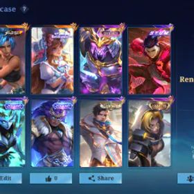 モバイルレジェンド 209 SKINS HERO EMBLEM MAX + LUCKYBOX SABER + STUN CHOU + ZODIAC BADANG SELENA + EPIC RECALL SEAL OF ANVIL + 12 EPIC KAJA LING + EPIC RECALL SEAL OF ANVILL