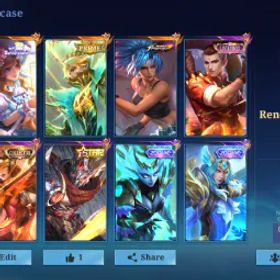 モバイルレジェンド HERO 98 EMBLEM MAX 5 + PRIME GRANGER + COLLECTOR PHARSA + LUCKYBOX CHOU + ZODIAC SELENA LANCELOT + ANNUAL HAYABUSA + 11 EPIC MARTIS GUSION VALIR