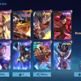 モバイルレジェンド 252 SKINS HERO EMBLEM MAX + STUN CHOU + ANNUAL HAYABUSA + GRIMLOCK ROGER + ZODIAC MARTIS LUNOX HILDA + 14 EPIC NOLAN + COVENANT LESLEY