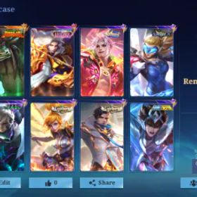 モバイルレジェンド 224 SKINS HERO 129 EMBLEM MAX + GENERAL KAI THAMUZ + LUCKYBOX LANCELOT + SPARKLE FREDRINN + LIGHTBORN GRANGER FANNY + 11 EPIC LING + MYTH2024 CLINT