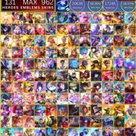 モバイルレジェンド World Collector, 962 Skins, 630k+ Collection Points, Moderator Border, Prime Roger, Immortal 186 Highest.