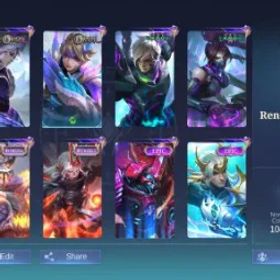 モバイルレジェンド CBF 264 Skins | 133 Heros | Karina KOF | Vale Garaa | Faramist, Clint Myth | Badang Seiya | Ling Shade | Lesley Meowkin | Gusion, Lancelot Epic | Emblem Max