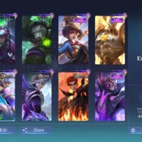 モバイルレジェンド HEX 152 Skins | 119 Heros | Natalia Collector | Harley, Grock Venom | Ling Shade | Julian Meowkin | Valid Dragon | Emblem Max |