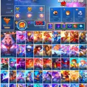 モバイルレジェンド 🔥 #3667 🔥 575 Skins 💎 Jujutsu Kaisen Gojo 👑 Legend Franco King of Hell ⚔️ Mega Collector I ⭐ KOF Chou Iori 🌟 Aspirant Fanny 🎯 3 Legends ✨ 6 Collectors ✅
