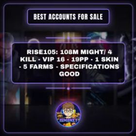 ライキン RISE105: 108M MIGHT/ 4 KILL - VIP 16 - 19PP - 1 SKIN - 5 FARMS - SPECIFICATIONS GOOD