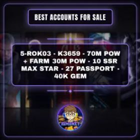 ライキン 5-ROK03 - K3659 - 70M POW + FARM 30M POW - 10 SSR MAX STAR - 27 PASSPORT - 40K GEM