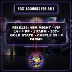 ライキン RISE125: 45M MIGHT - VIP 14 - 4 PP - 1 FARM - 307+ GOLD STATE - CASTLE 25 - 4 FARMS