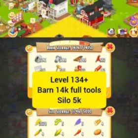 ヘイデイ Hay Day Level 134+ | 14K Barn | 5K Silo | Full Tools