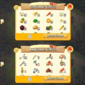 ヘイデイ XP level 59 | Barn storage 750 | Silo Storage 725 | gold coin 500k + |