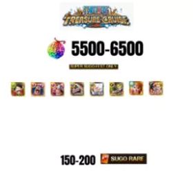 ワンピーストレジャークルーズ [GLOBAL][ANDROID] 5500-6500 GEMS | 2 12TH ANNY CHARACTERS | 8 SUPER SUGO FEST | 150-170 SUGO RARE