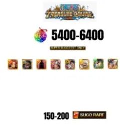 ワンピーストレジャークルーズ [GLOBAL][ANDROID] 5400-6400 GEMS | 3 12TH ANNY CHARACTERS | 8 SUPER SUGO FEST | 150-170 SUGO RARE