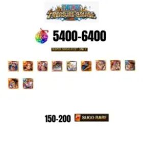 ワンピーストレジャークルーズ [GLOBAL][ANDROID] 5400-6400 GEMS | 2 12TH ANNY CHARACTERS | 11 SUPER SUGO FEST | 150-170 SUGO RARE
