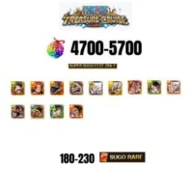ワンピーストレジャークルーズ [GLOBAL][ANDROID] 4700-5700 GEMS | 2 12TH ANNY CHARACTERS | 14 SUPER SUGO FEST | 150-170 SUGO RARE